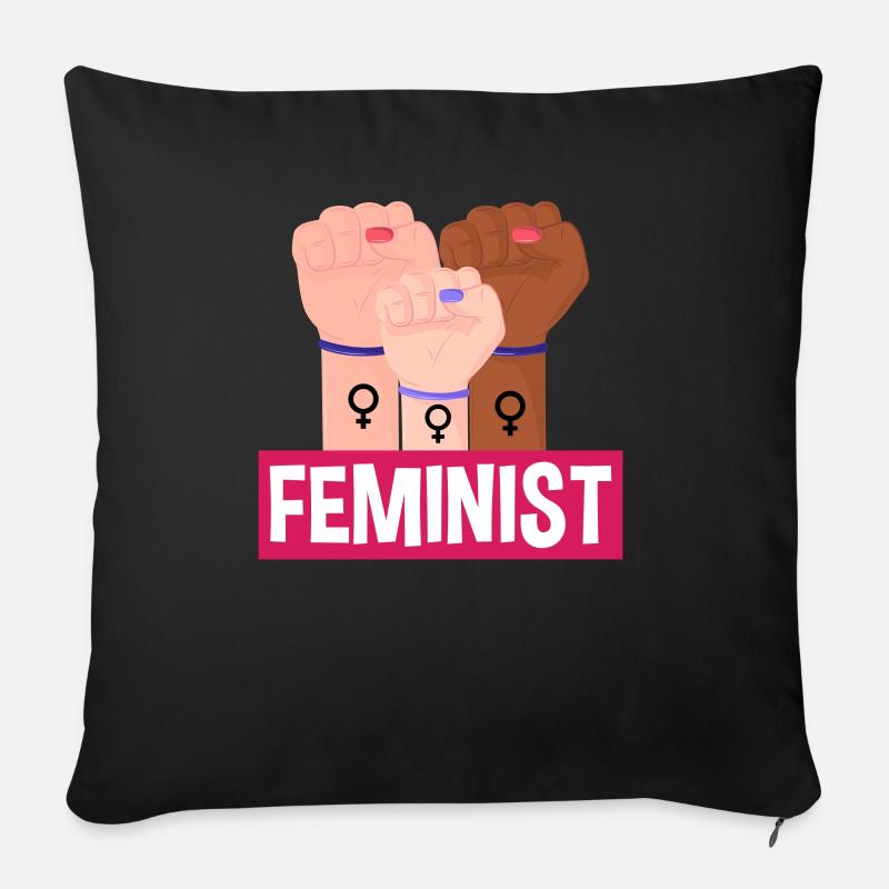 Féminisme Féministe - Coussin et housse de 45 x 45 cm - noir