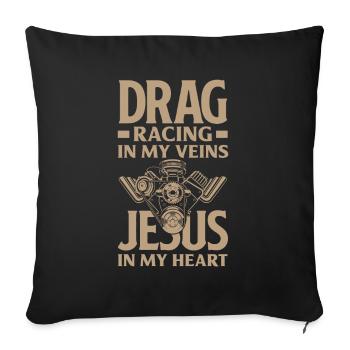 Lustiges Autorennen Auto Rennen Geschenk - Sofakissen mit Füllung 45 x 45 cm - Schwarz - Vorne
