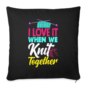 Drôle de tricot à l’aiguille à tricoter cadeau - Coussin et housse de 45 x 45 cm - noir - Devant