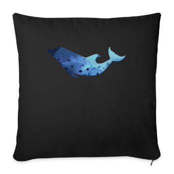 Underwater World Whale Silhouette Blue - Sofa pillow with filling 45cm x 45cm - black - Front