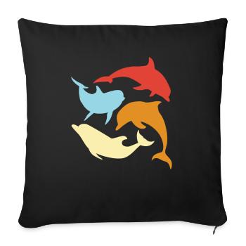 Colorful Dolphins Top Sea Motif - Sofa pillow with filling 45cm x 45cm - black - Front