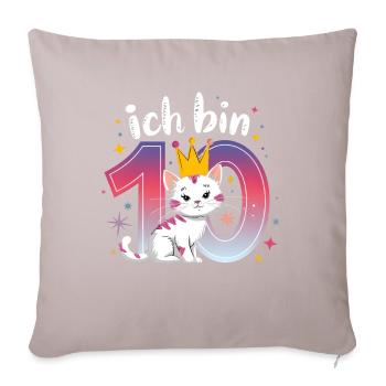 10th Birthday Cat Kitten Children's Birthday - Sofa pillow with filling 45cm x 45cm - light taupe - Front