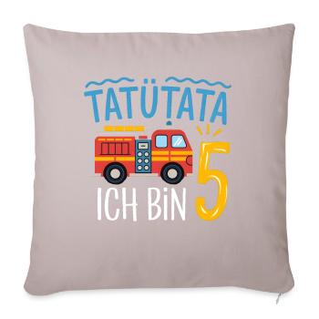 Tatütata Feuerwehr 5. Geburtstag - Sofakissen mit Füllung 45 x 45 cm - helles Taupe - Vorne