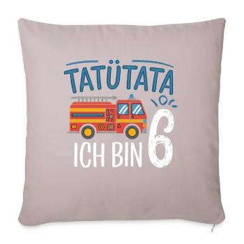 Tatütata Feuerwehr 6. Geburtstag - Sofakissen mit Füllung 45 x 45 cm - helles Taupe - Vorne