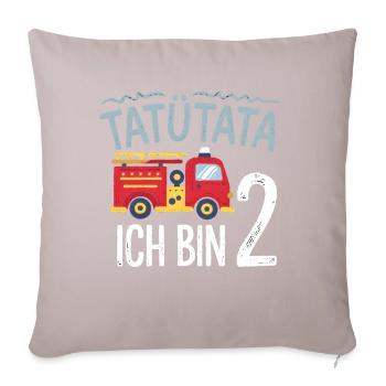 Tatütata Feuerwehr 2. Geburtstag - Sofakissen mit Füllung 45 x 45 cm - helles Taupe - Vorne