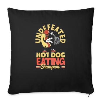 Champion de la nourriture à hot-dog invaincu - Coussin et housse de 45 x 45 cm - noir - Devant