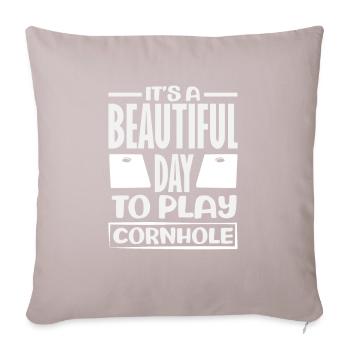 Cadeau amusant de joueur de cornhole - Coussin et housse de 45 x 45 cm - taupe clair - Devant