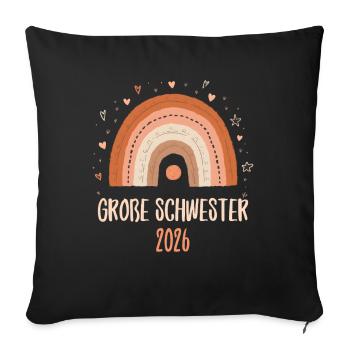 Große Schwester 2026 Regenbogen - Sofakissen mit Füllung 45 x 45 cm - Schwarz - Vorne