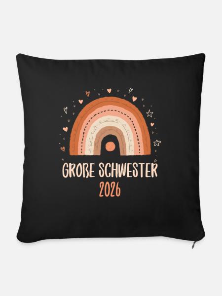 Große Schwester 2026 Regenbogen - Sofakissen mit Füllung 45 x 45 cm - Schwarz