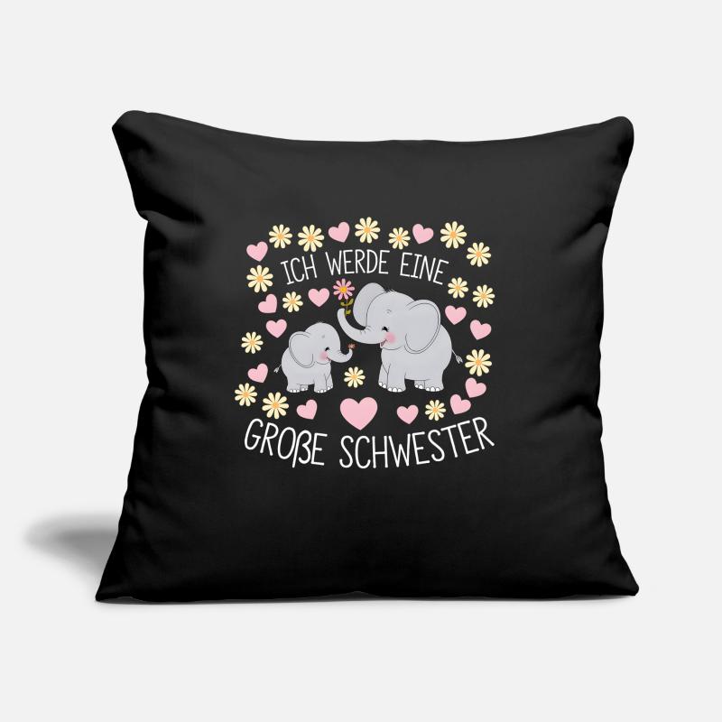 Ich werde eine große Schwester Elefant Sofakissen mit Füllung 45 x 45 cm