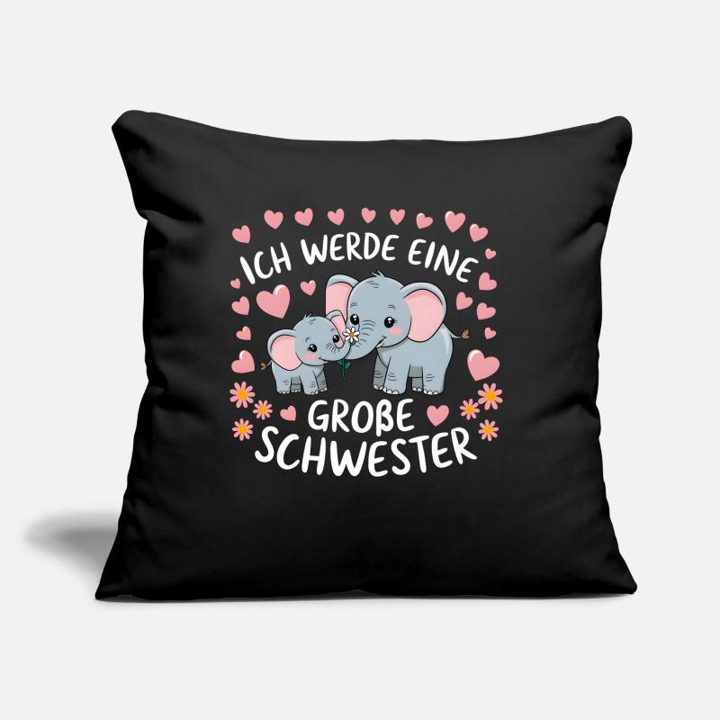 Ich werde eine große Schwester Elefant Sofakissen mit Füllung 45 x 45 cm