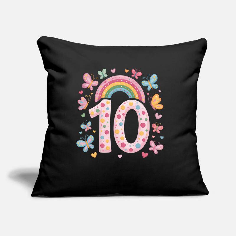 Regenbogen Schmetterling 10. Geburtstag Mädchen Sofakissen mit Füllung 45 x 45 cm