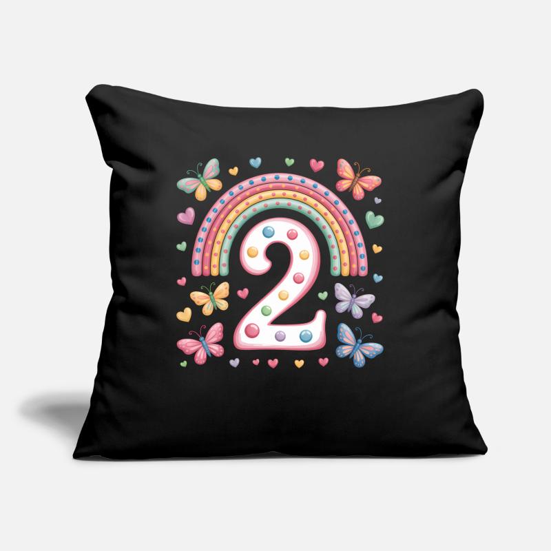 Regenbogen Schmetterling 2. Geburtstag Mädchen Sofakissen mit Füllung 45 x 45 cm