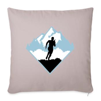 Course de trail, coureurs, course - Coussin et housse de 45 x 45 cm - taupe clair - Devant