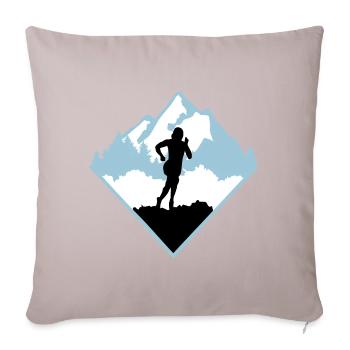 Course de trail, coureur, course - Coussin et housse de 45 x 45 cm - taupe clair - Devant