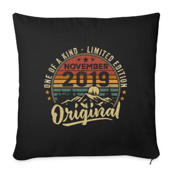 Millésime Novembre 2019 Cadeau Rétro Novembre 2019 - Coussin et housse de 45 x 45 cm - noir - Devant