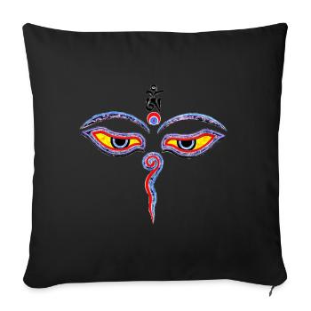 Wisdom Eyes Of Buddha - Bodhnath temple eyes 1 - Coussin et housse de 45 x 45 cm - noir - Devant