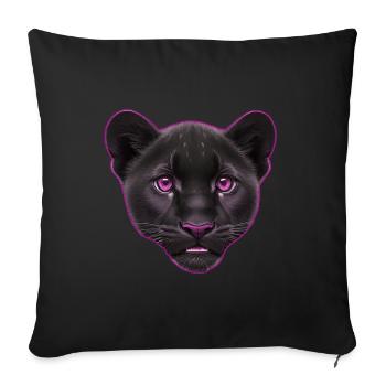 Pink Baby Panther | Baby Panther Head - Sofa pillow with filling 45cm x 45cm - black - Front