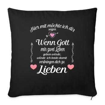 Hier mit möchte Liebe Liebespaar Liebeserklärung - Sofakissen mit Füllung 45 x 45 cm - Schwarz - Vorne