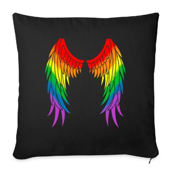 Rainbow Wings LGBT - Sofa pillow with filling 45cm x 45cm - black - Front