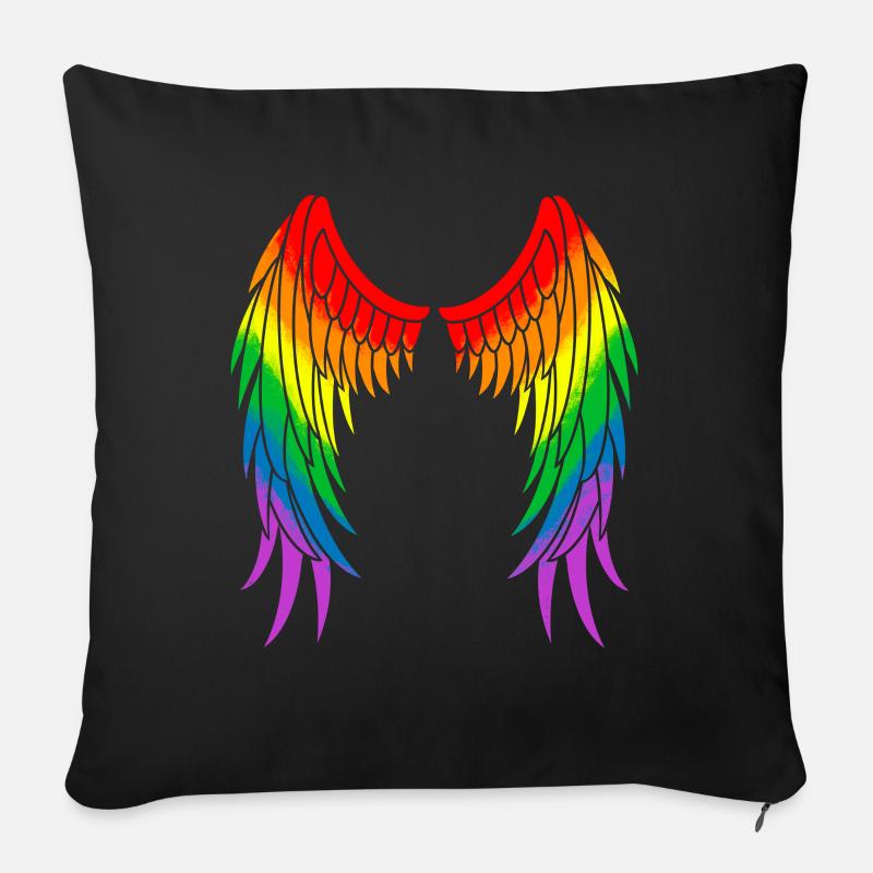Regenbogen Flügel LGBT - Sofakissen mit Füllung 45 x 45 cm - Schwarz