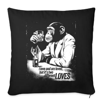 J’aime et je suis aimé – Sad Monkey Whiskey Art - Coussin et housse de 45 x 45 cm - noir - Devant