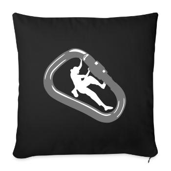 Climbing woman & Carabiner - Coussin et housse de 45 x 45 cm - noir - Devant