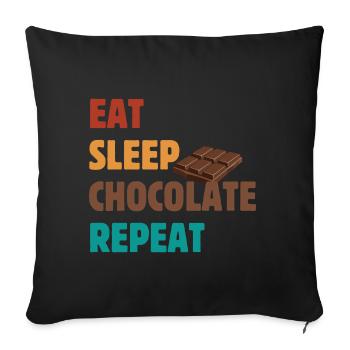 Mangez Sleep Chocolate Repeat - Dicton au chocolat - Coussin et housse de 45 x 45 cm - noir - Devant