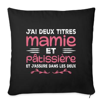 Granny and Pastry Chef | Grandma | Pastry - Sofa pillow with filling 45cm x 45cm - black - Front