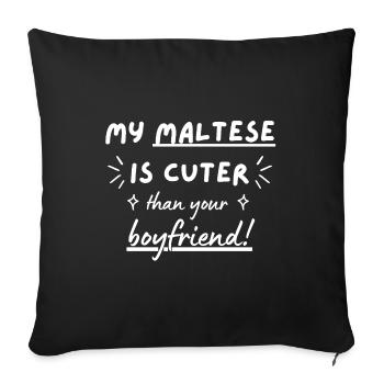Mon bichon maltais est plus mignon que ton copain - Coussin et housse de 45 x 45 cm - noir - Devant