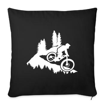 Downhill biking, mountain biking, cycling - Sofa pillow with filling 45cm x 45cm - black - Front