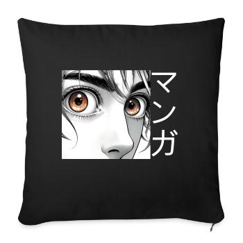 manga style anime comics cosplay japan - Sofa pillow with filling 45cm x 45cm - black - Front
