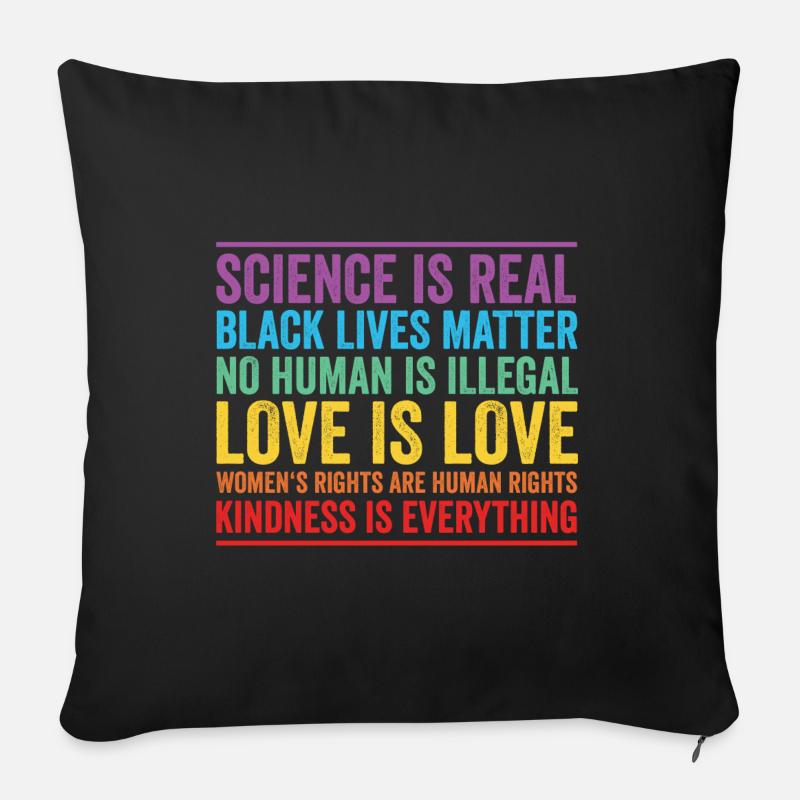 Science is Real Love is Love - Sofa pillow with filling 45cm x 45cm - black
