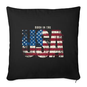 Born in the USA - Sofa pillow with filling 45cm x 45cm - black - Front