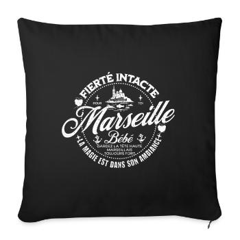 "Marseille Bébé" - Fierté et Ambiance.. - Coussin et housse de 45 x 45 cm - noir - Devant