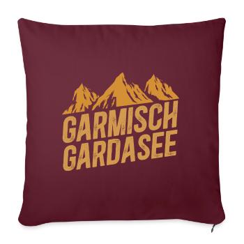 Alpenüberquerung Garmisch Gardasee - Sofakissen mit Füllung 45 x 45 cm - Burgunderrot - Vorne