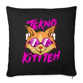 Tekno Underground Raver Techno cat - Coussin et housse de 45 x 45 cm - noir - Devant