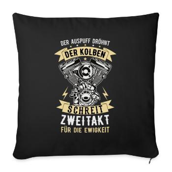 Mofa Moped Motorrad Zweitakt Spruch - Sofakissen mit Füllung 45 x 45 cm - Schwarz - Vorne
