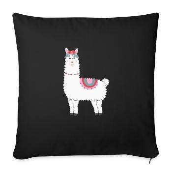 Lama Alpaga Dames Cadeaux enfants - Coussin et housse de 45 x 45 cm - noir - Devant