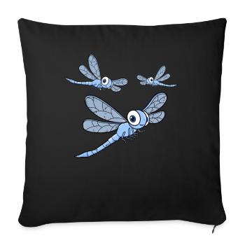 LIbelle Odonata Wasserjungfern - Sofakissen mit Füllung 45 x 45 cm - Schwarz - Vorne