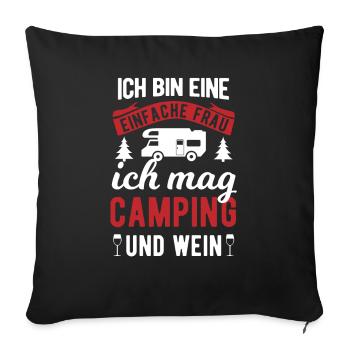 Camping Camper Wohnmobil Wein Weinfest Frauen - Sofakissen mit Füllung 45 x 45 cm - Schwarz - Vorne