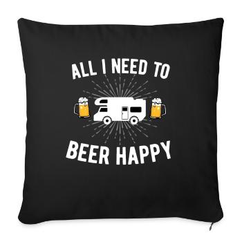 Camping campeur campeur bière - Coussin et housse de 45 x 45 cm - noir - Devant