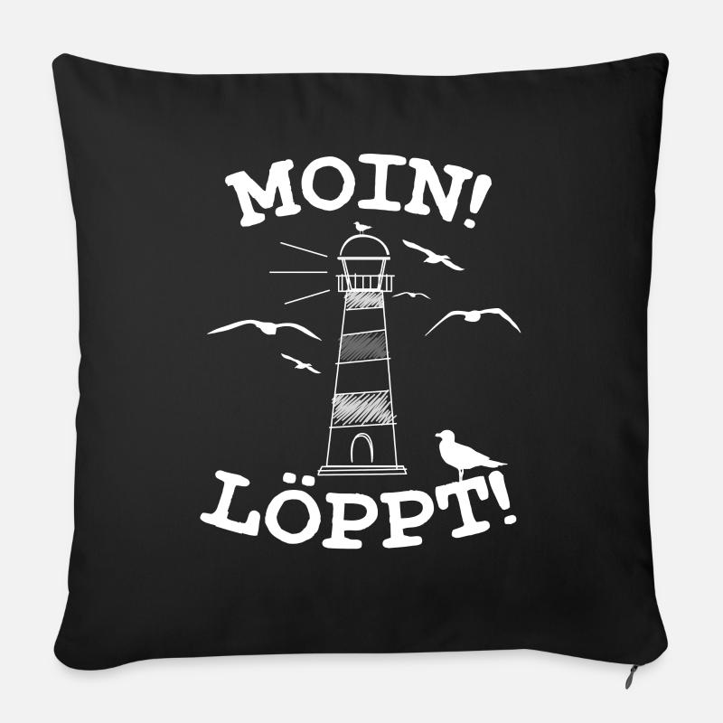 Moin Löppt Norddeutsches Nordsee Geschenk - Sofakissen mit Füllung 45 x 45 cm - Schwarz