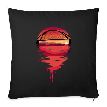 Fehmarn Mer Baltique Coucher de soleil sur le pont Fehmarnsund - Coussin et housse de 45 x 45 cm - noir - Devant