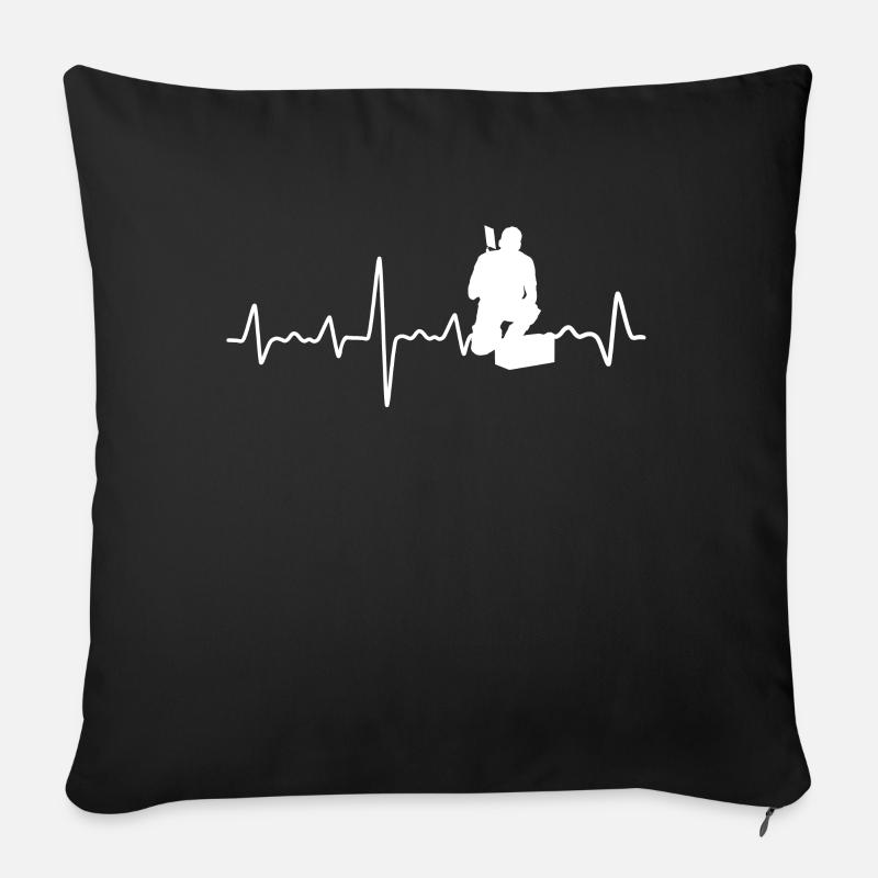 Fliesenleger Herzschlag Handwerker Geschenk - Sofakissen mit Füllung 45 x 45 cm - Schwarz