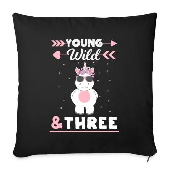3rd birthday 3 years unicorn - Sofa pillow with filling 45cm x 45cm - black - Front