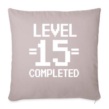 15th Birthday Retro Level 15 Years Party - Sofa pillow with filling 45cm x 45cm - light taupe - Front