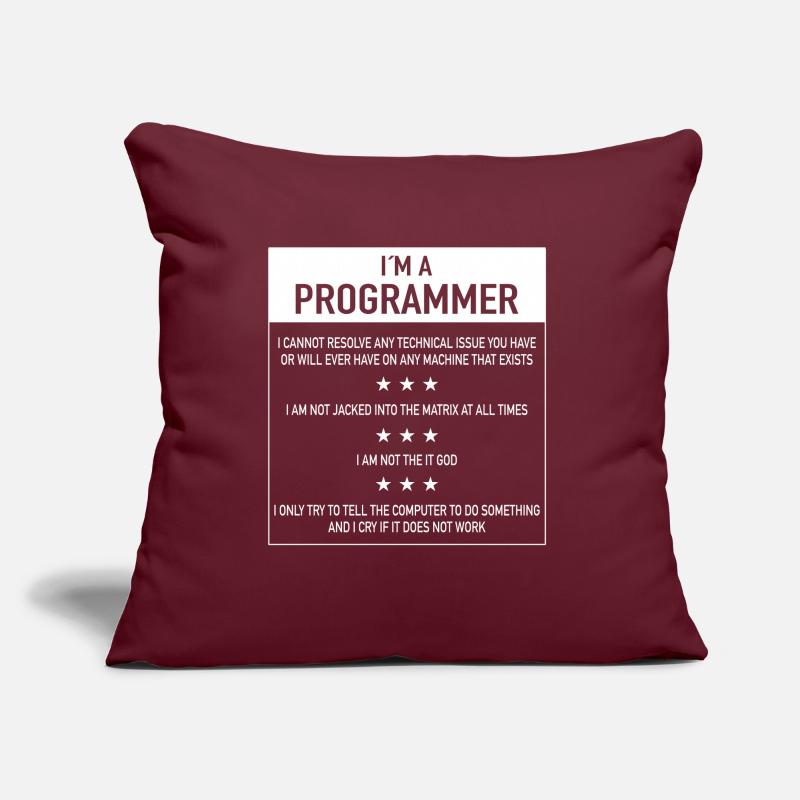 I am a programmer quote for coder Sofa pillow with filling 45cm x 45cm