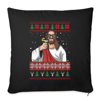 Jesus Ugly Christmas Sweater - Sofa pillow with filling 45cm x 45cm - black - Front