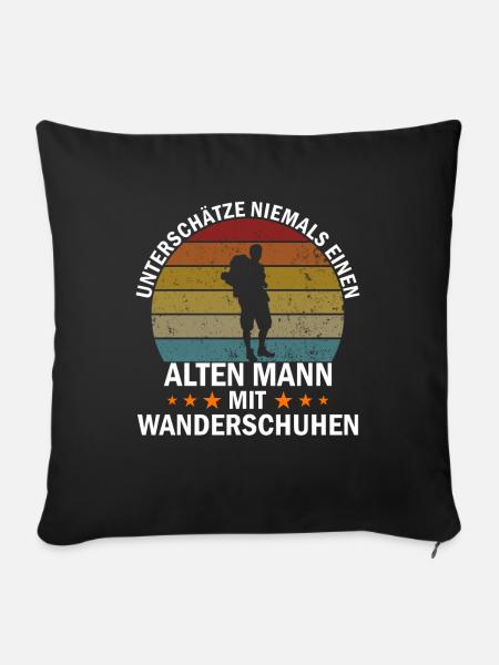Wanderer mit Wanderschuhen - Sofakissen mit Füllung 45 x 45 cm - Schwarz